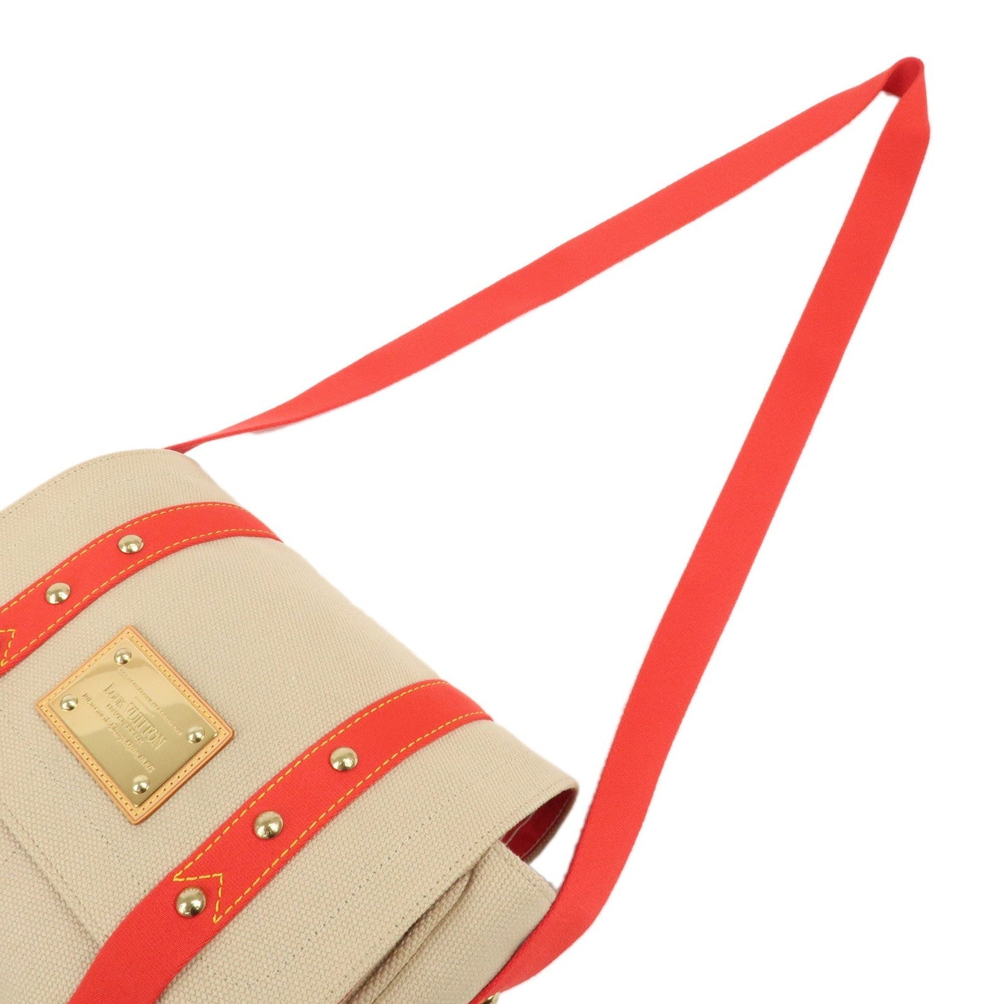 Louis Vuitton Antigua Buzas PM Shoulder Bag Beige Red M40041