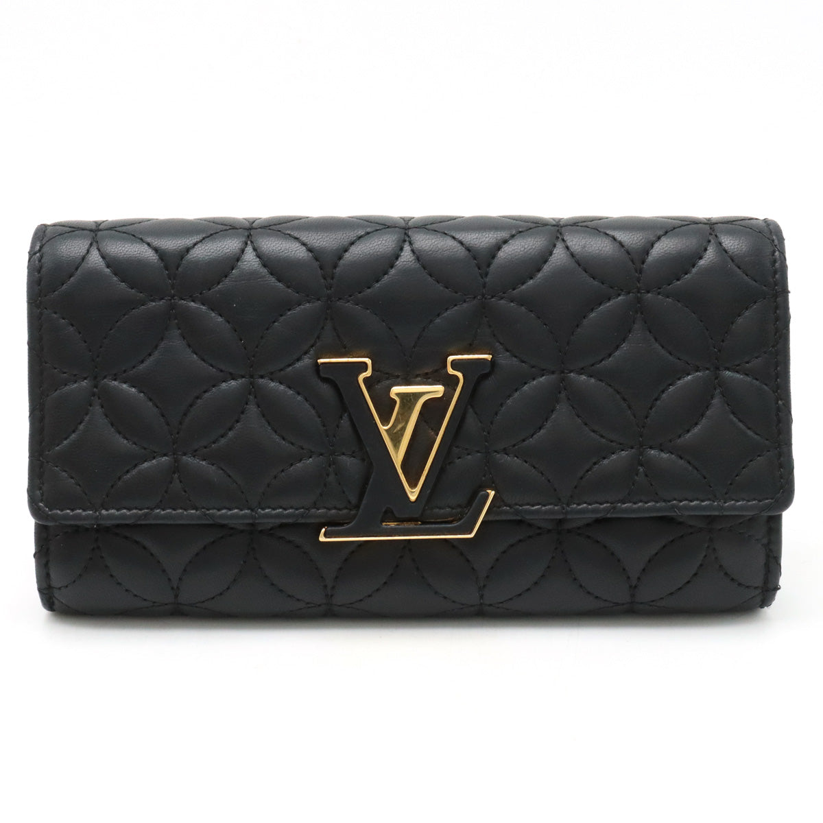 Louis Vuitton Louis Vuitton Portfolio Capsicum Flower Two Folded Wallet Ramsin Leather Noir Black M68590