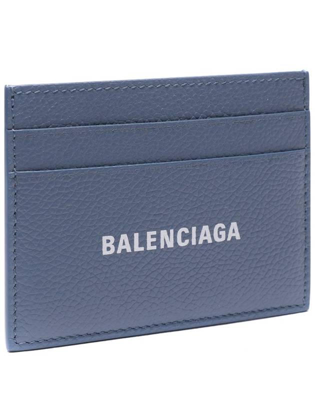 Luxury Balenciaga Trending 2026 Logo Calfskin Card Wallet Blue