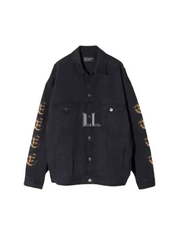 Luxury Balenciaga Trending 2026 Peach Large Fit Denim Jacket Black