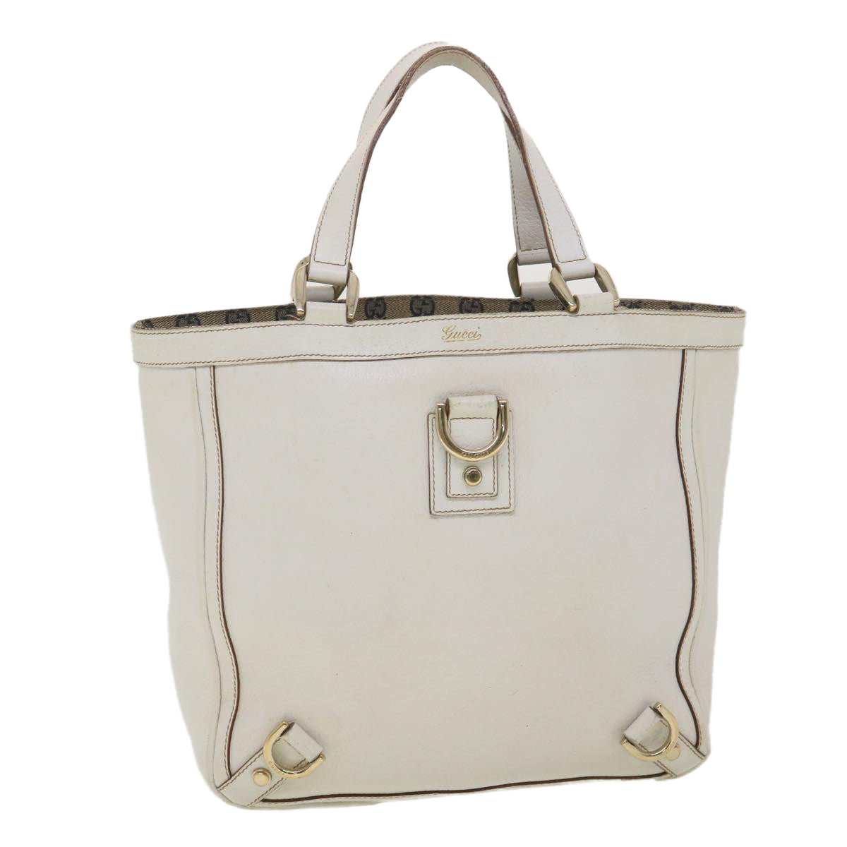 GUCCI Shoulder Bag Leather White 130739 38678