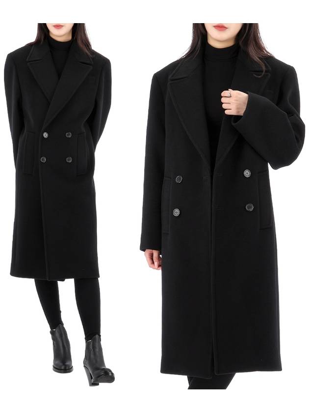 Luxury Saint Laurent Trending 2025 Shoulder Pad Wool Double Coat Black