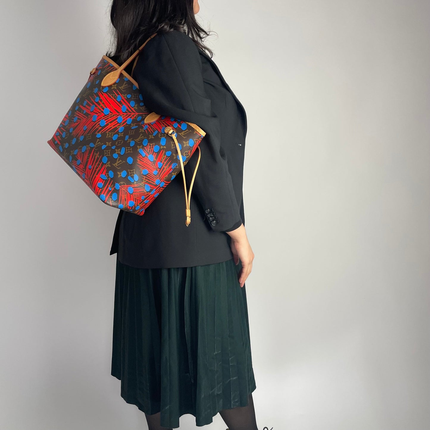 Louis Vuitton Monogram Blue and Red Jungle Dots Neverfull MM with Pochette Ltd. Ed.