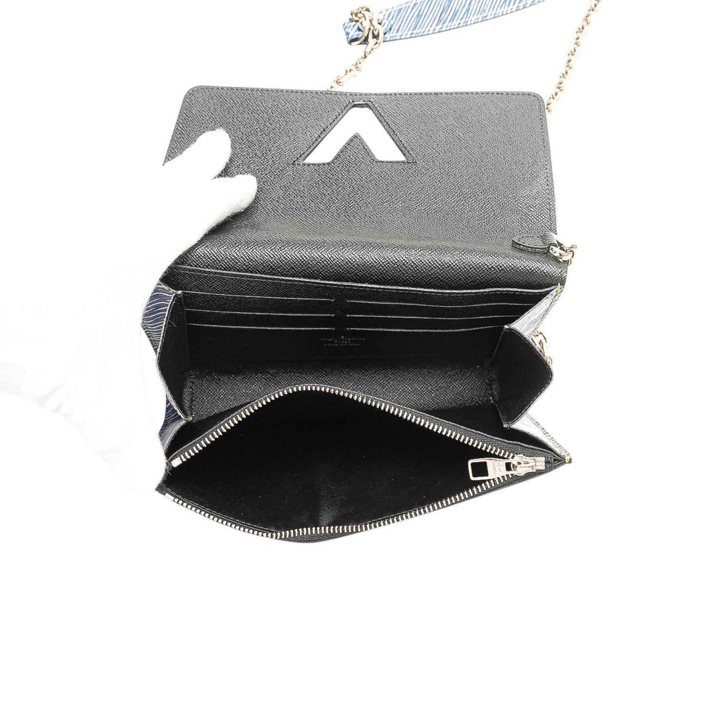 Blue Louis Vuitton Epi Denim Twist Azteque Wallet on Chain Crossbody Bag