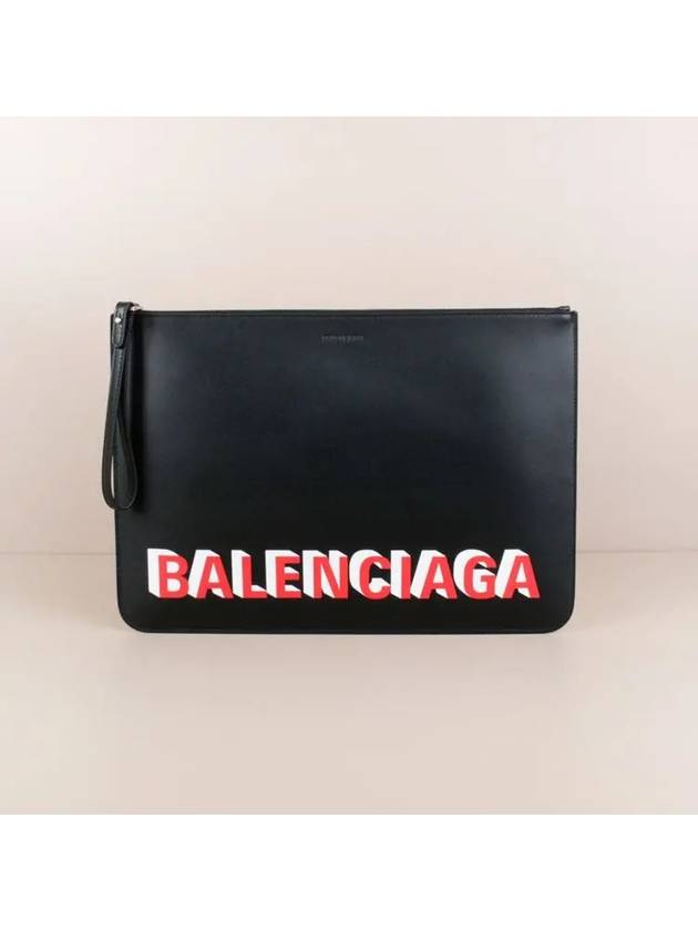 Luxury Balenciaga Trending 2026 Logo Strap Clutch Bag Black