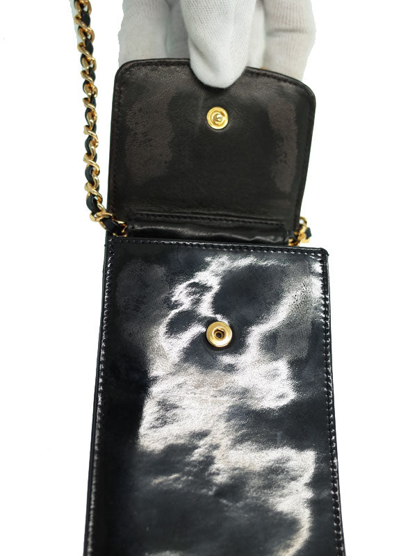 Chanel Coco Mark Chain Mini Pouch Shoulder Bag Black