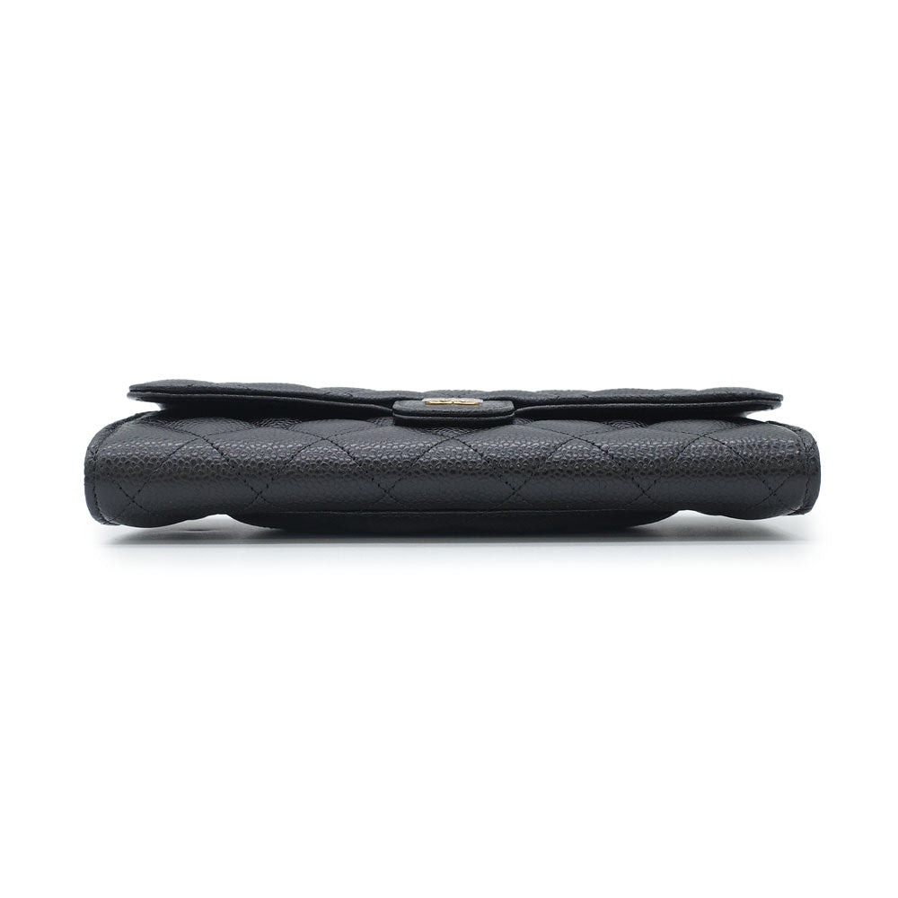 Chanel Matelasse Long Wallet Caviar Skin Black