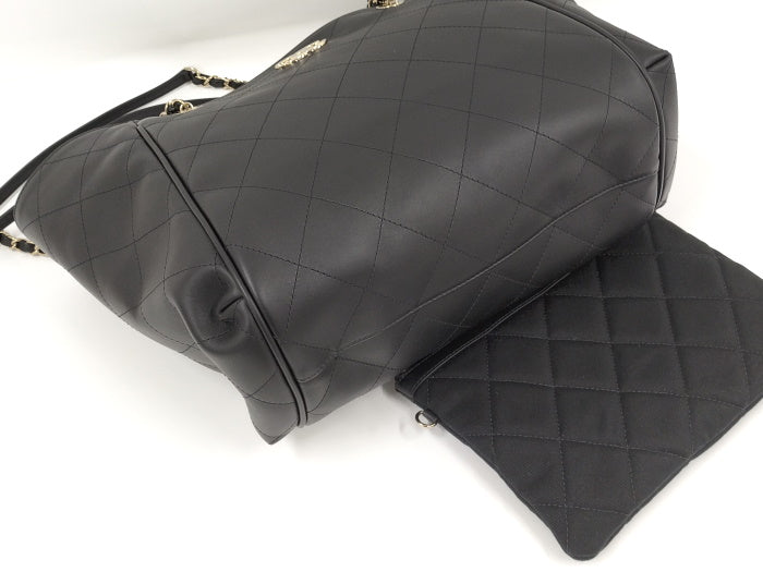 Chanel Chain Shoulder Bag Wild Stitch Leather Black