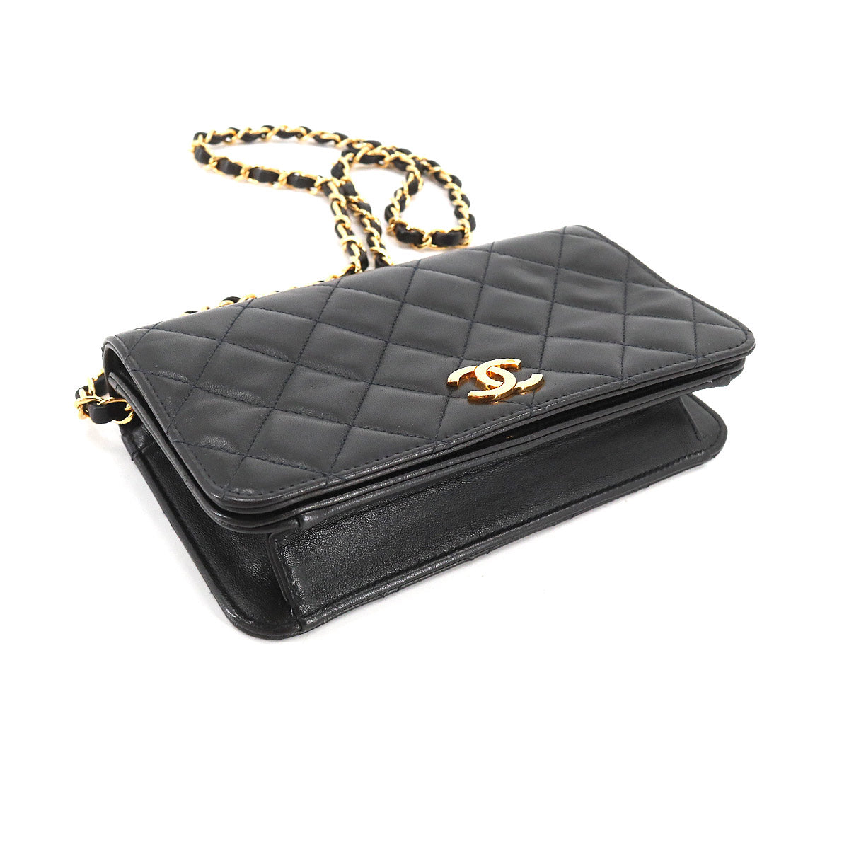 Chanel Mini Matelasse Chain Shoulder Bag Leather Black