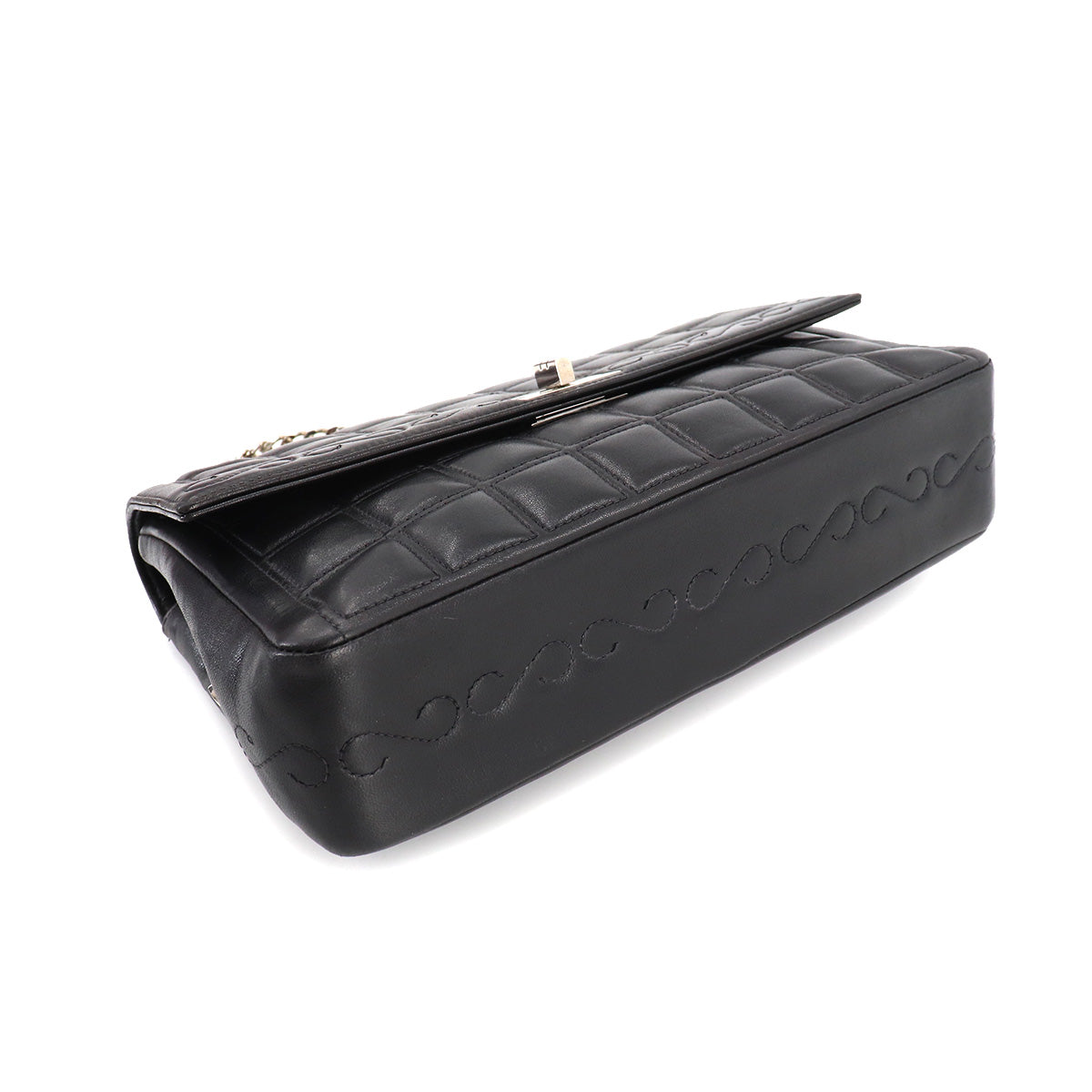 Chanel Chocolate Bar 2.55 Chain Shoulder Bag Black Leather