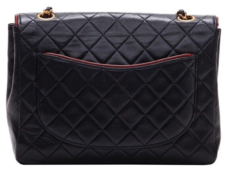 Chanel Matelasse Turn Lock Bicolor Single Flap Chain Shoulder Lambskin