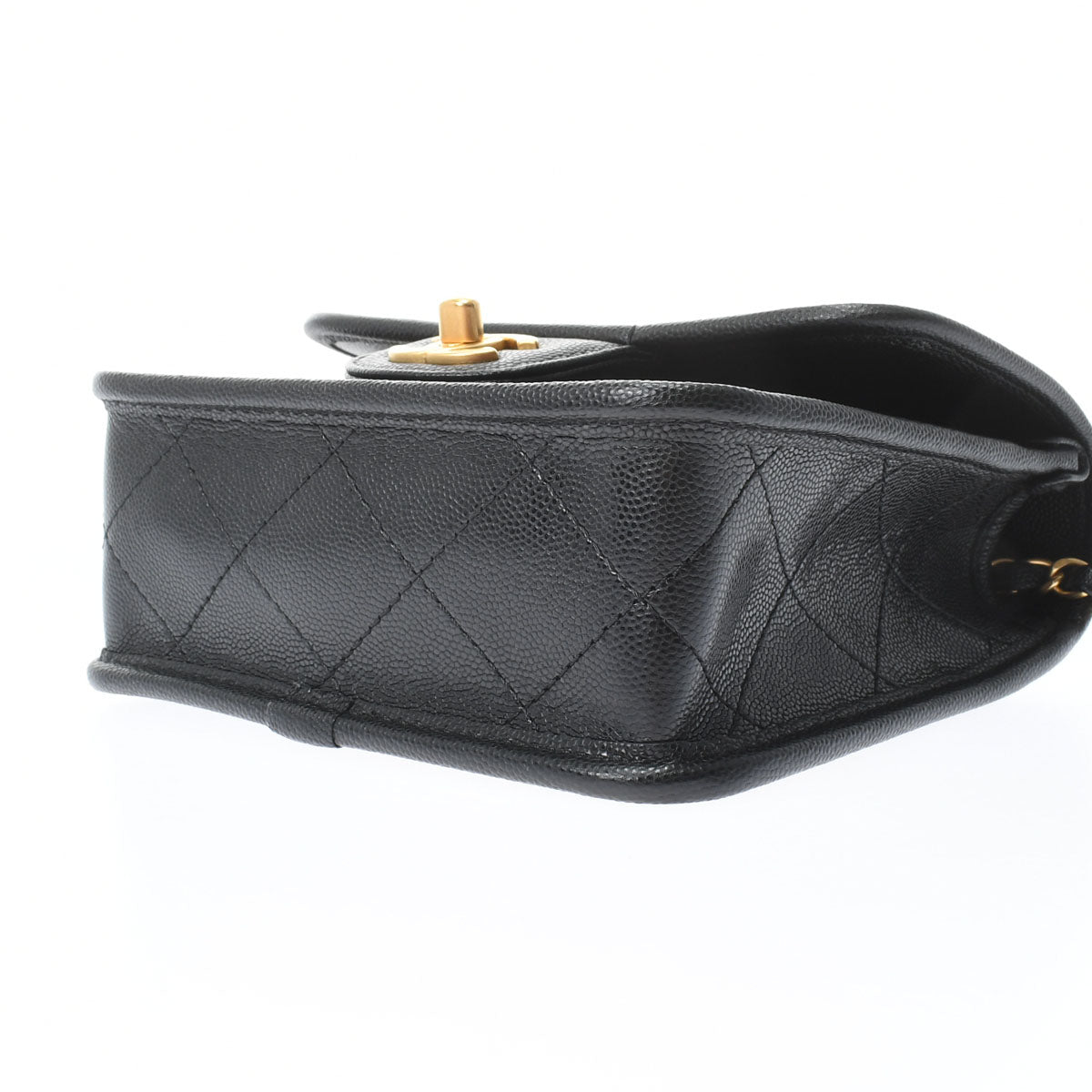 Chanel Small Top Handle Flap Bag Black Gold Hardware Grained Calfskin Shoulder Bag