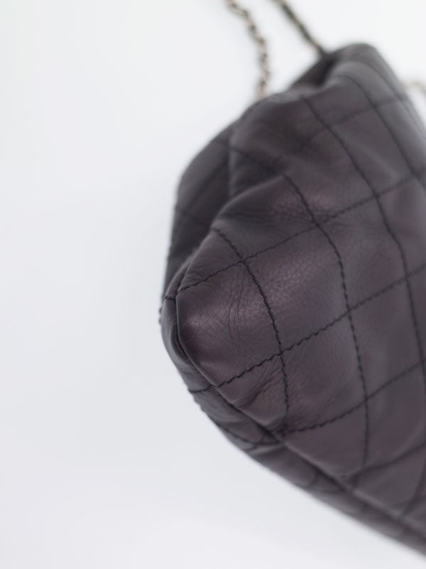 Chanel Matelasse Drawstring Type Chain Semi-Shoulder Bag Black