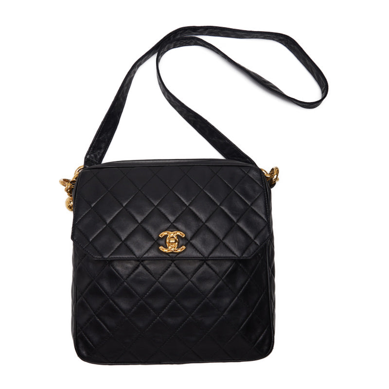 Chanel Matelasse Charm Chain Shoulder Bag Lambskin Black