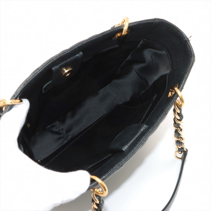 Chanel Matelasse Coco Mark Double Chain Caviar Skin Black