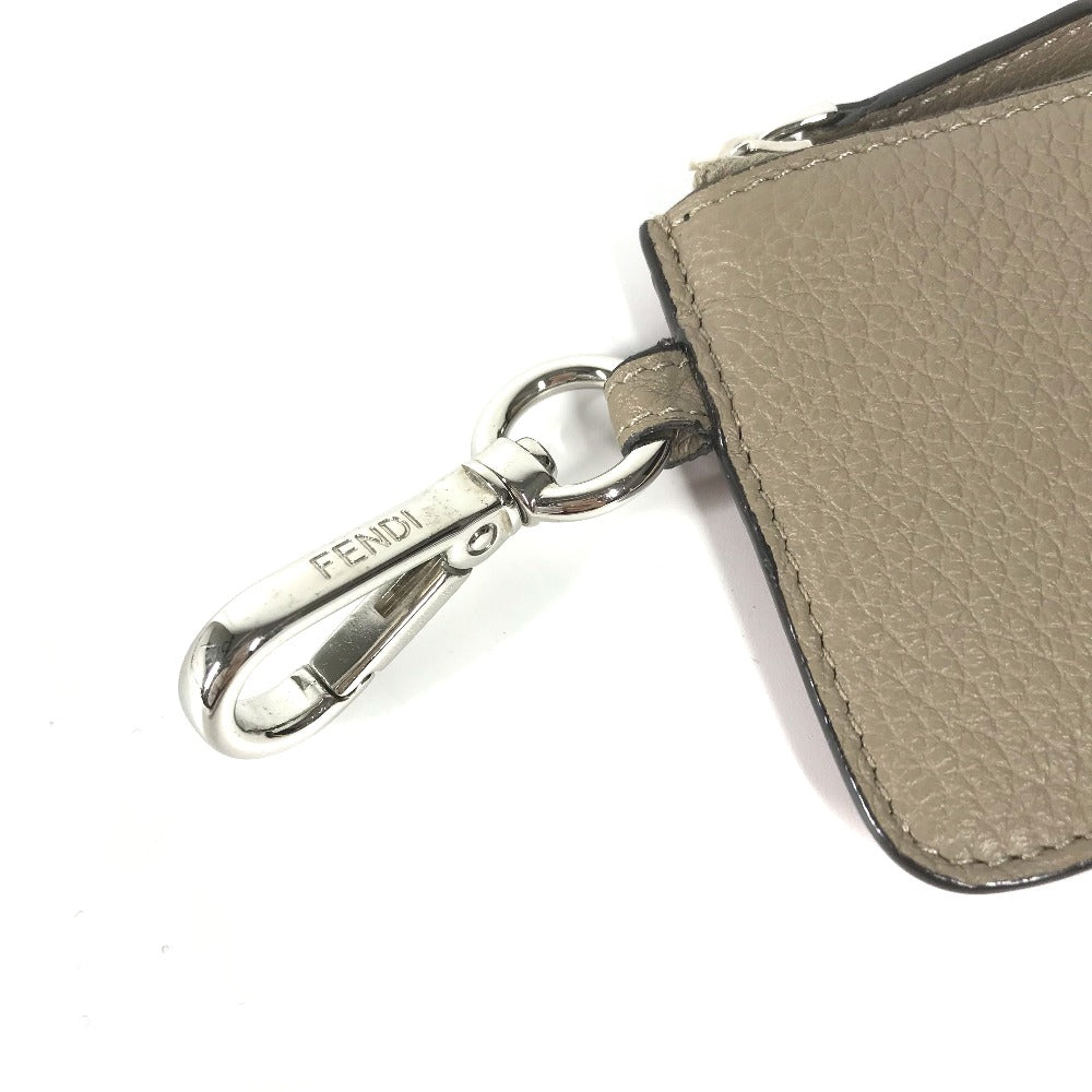 FENDI Coin case 7M0343 leather beige By color logo Women