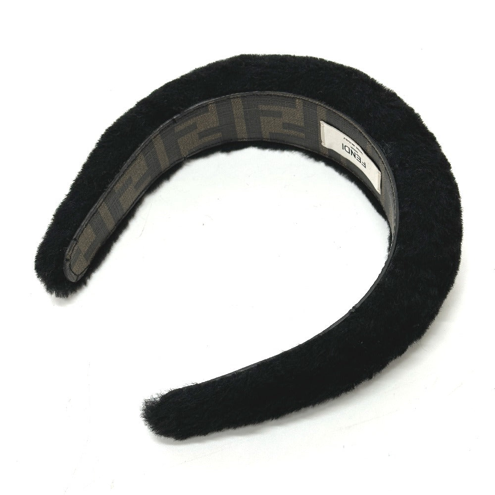 FENDI hair accessory fur black Hair band head band boa zucca Women