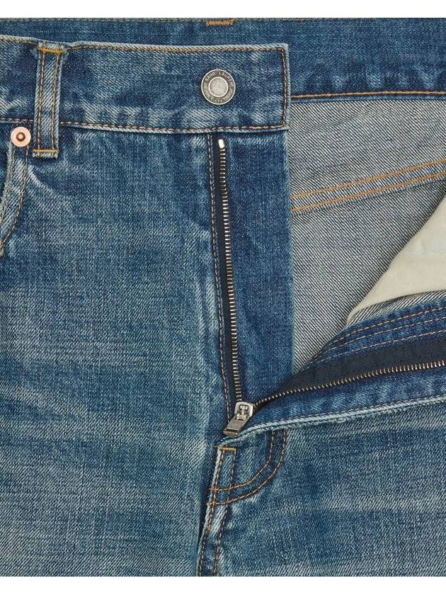 Luxury Saint Laurent Trending 2025 Logo Patch High Waist Jeans Blue