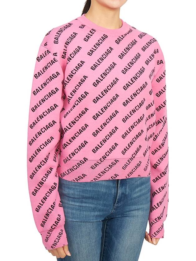 Luxury Balenciaga Trending 2026 Mini All-Over Logo Knit Top Pink