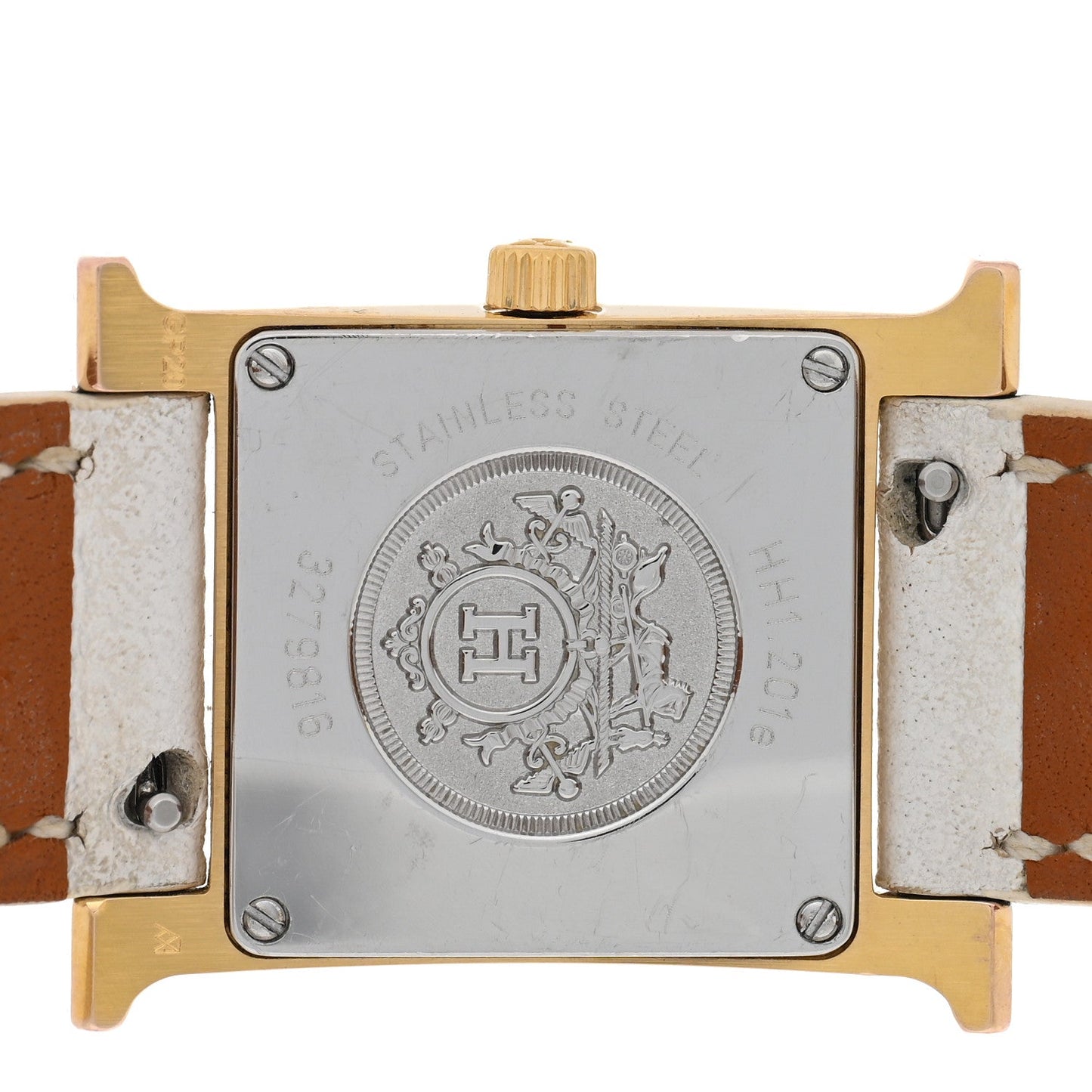 Hermes Stainless Steel Epsom 21mm Heure H Hour Quartz Watch Blanc