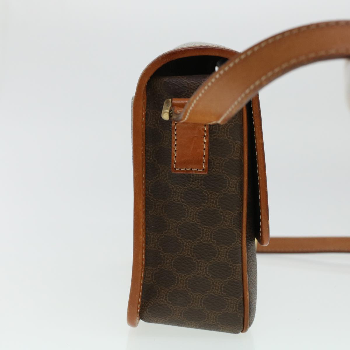 Luxury CELINE Macadam Canvas Shoulder Bag PVC Leather Brown 42446