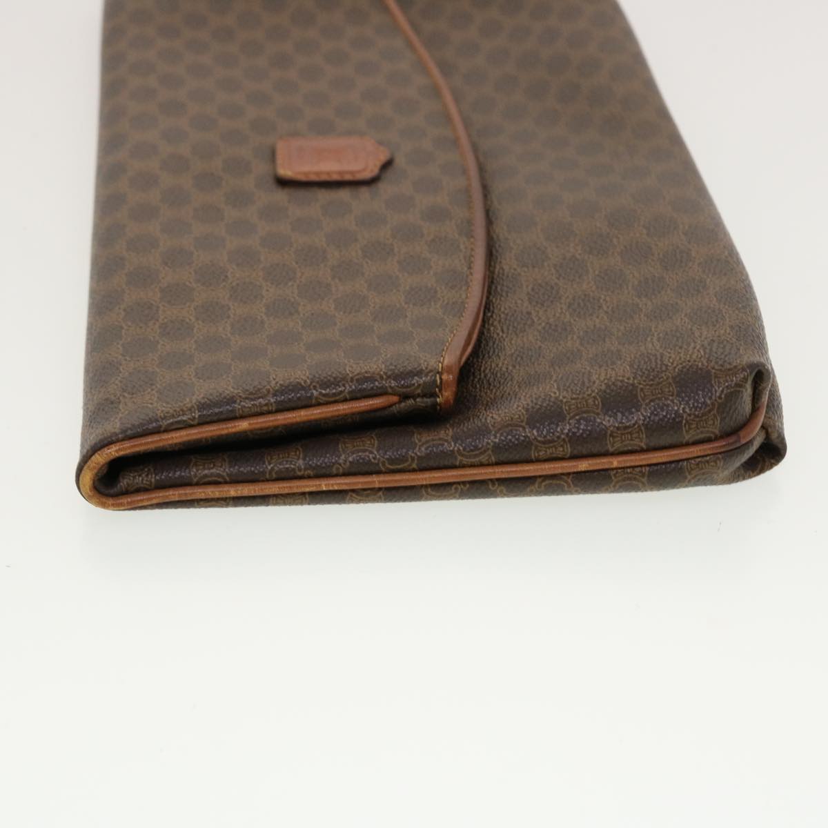 Luxury CELINE Macadam Canvas Clutch Bag PVC Leather Brown 42837