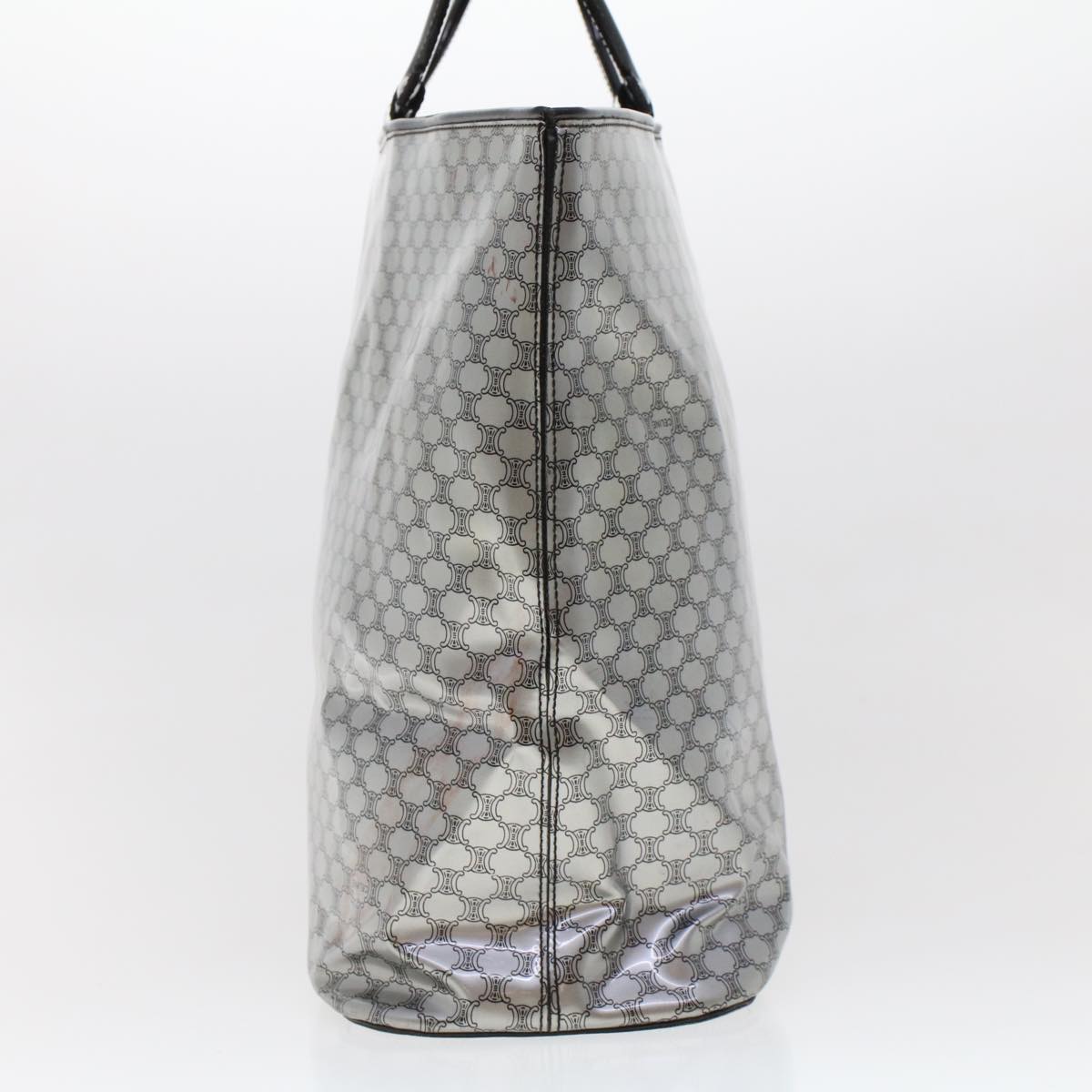 Luxury CELINE Macadam Canvas Hand Bag Enamel Silver 43874