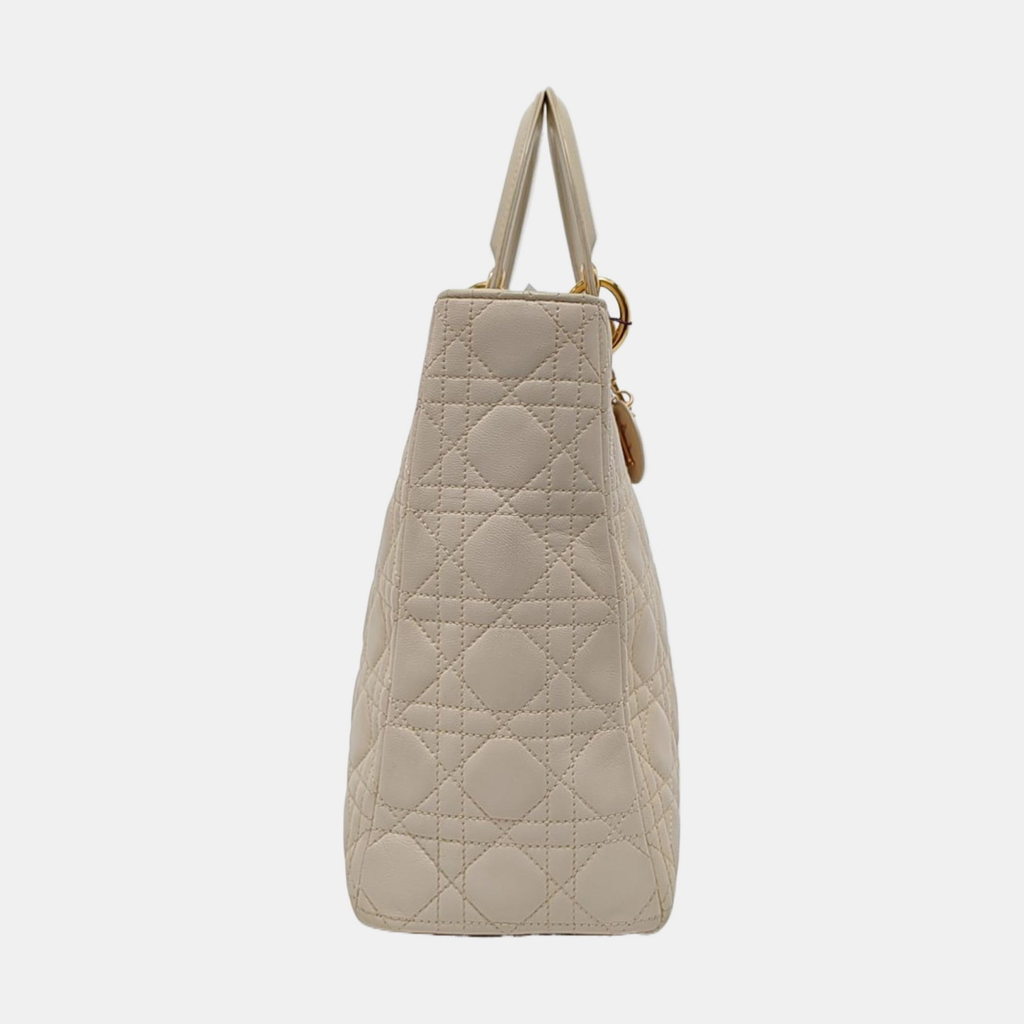 Lady Dior Large Off White Lambskin Cannage Leather Gold Hardware