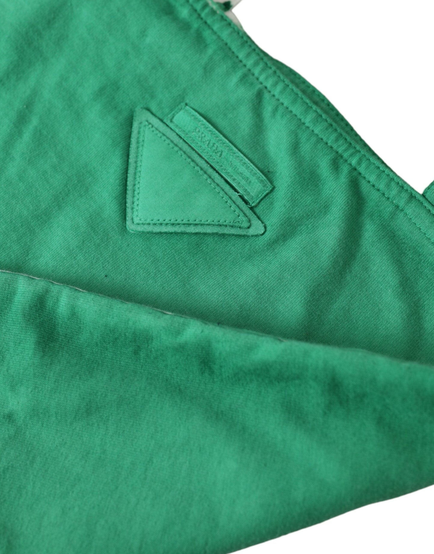 Prada Green Jersey Fabric Logo Shoulder Shopping Tote Shopping Women's Bag