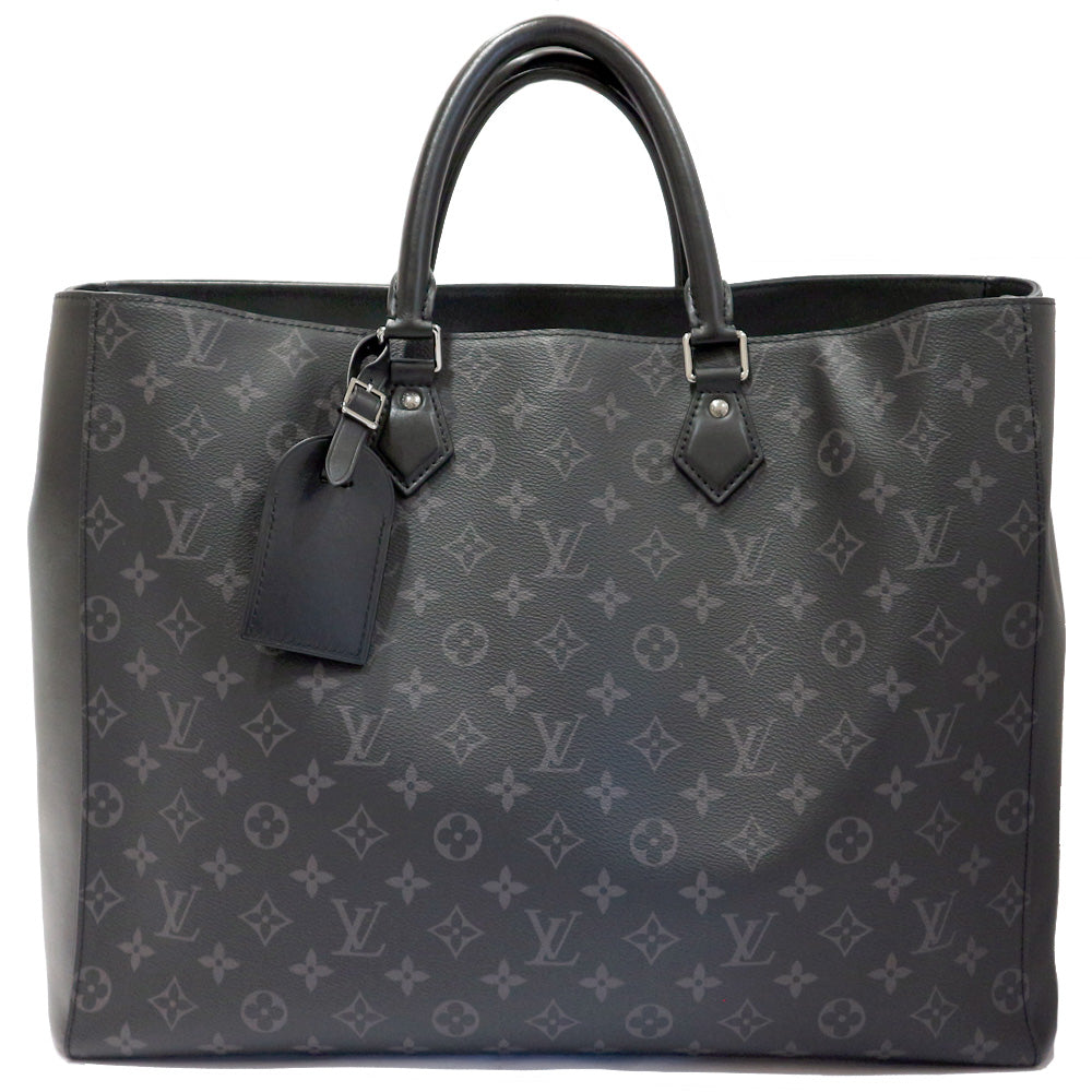 Louis Vuitton Grand Sack M44733 Monogram Eclipse Tote Bag Black Leather Unisex Preservation Bag