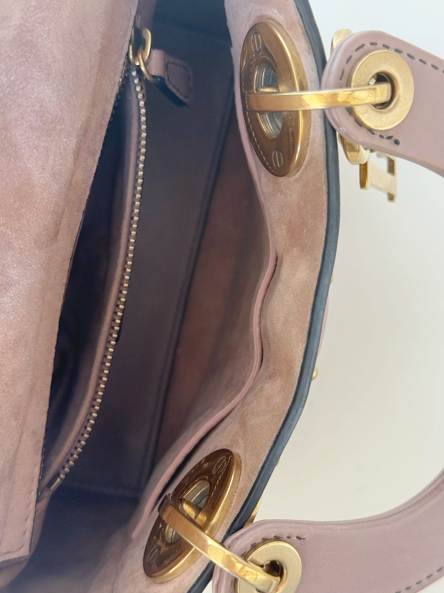 Christian Dior Calfskin Cannage Studded Supple Lady Dior