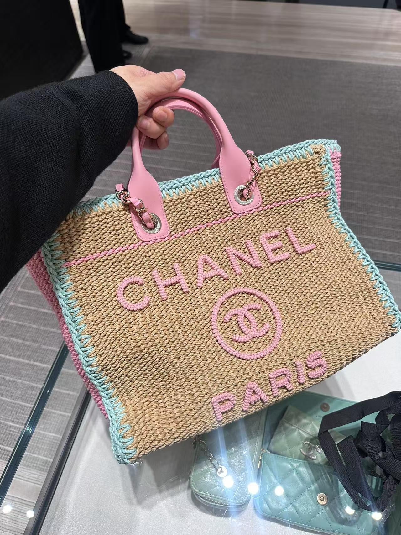 RARE CHANEL 24SS PINK/BLUE LARGE SHOPPING TOTE