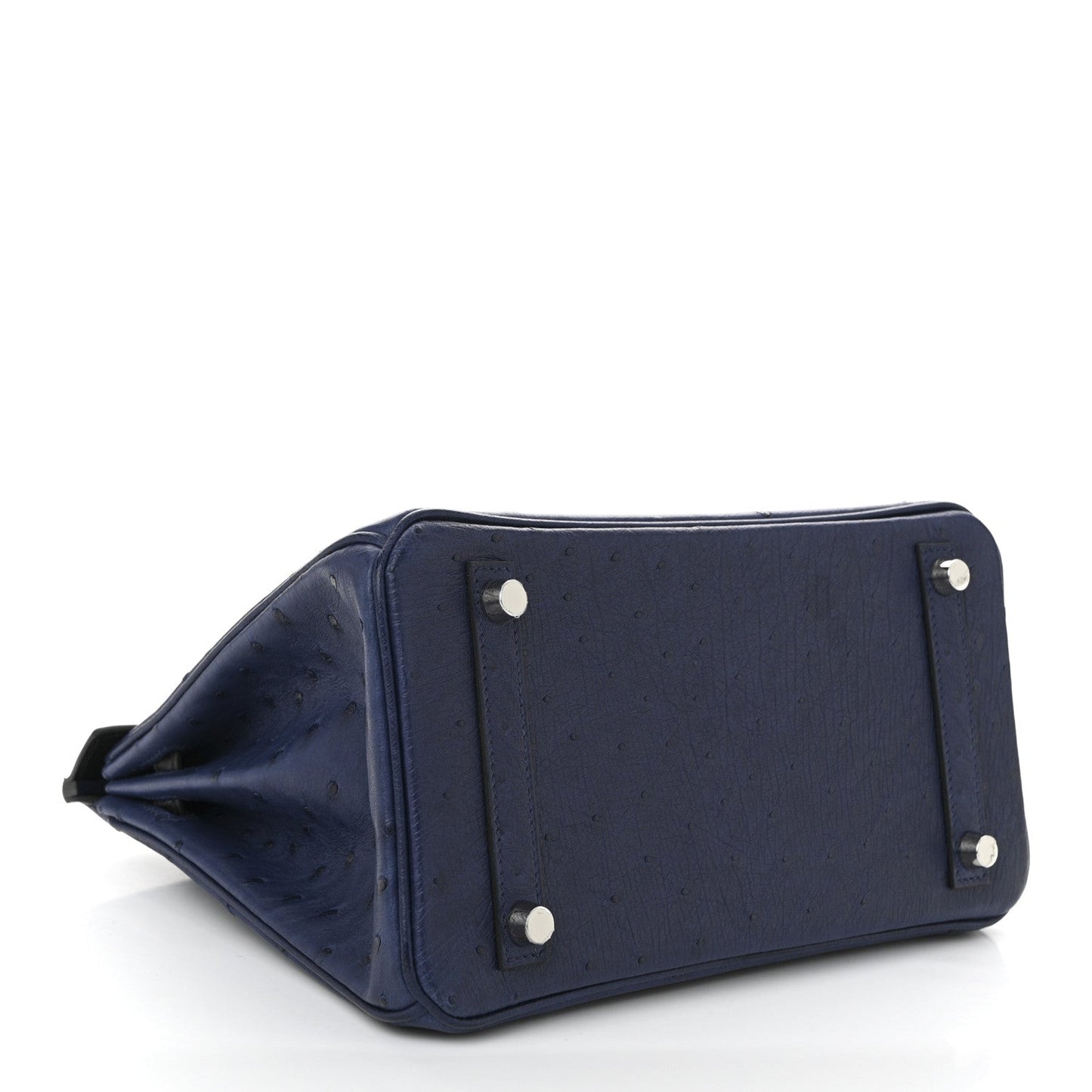 Hermes Ostrich Bi-Color Birkin 25 Bleu Iris Black