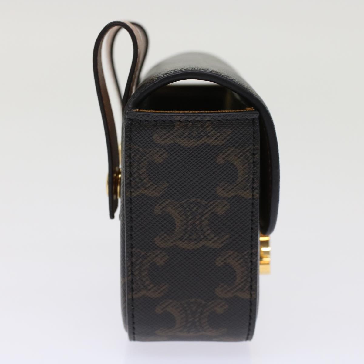 Luxury CELINE Mini Triomphe Belt Bag Pouch Triomphe Black 49435A