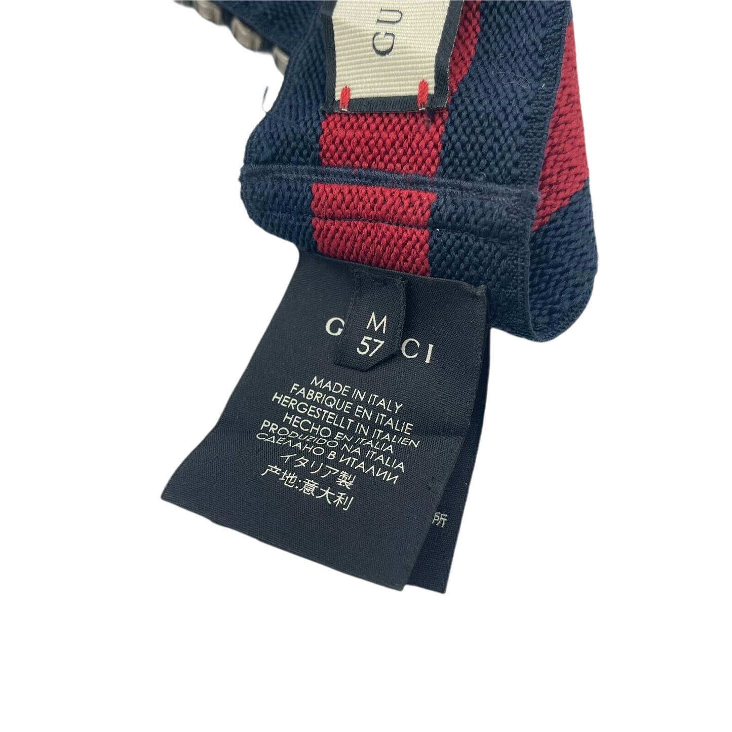 Gucci Women's Blue/Red Web Elastic Headband with Crystals M/57