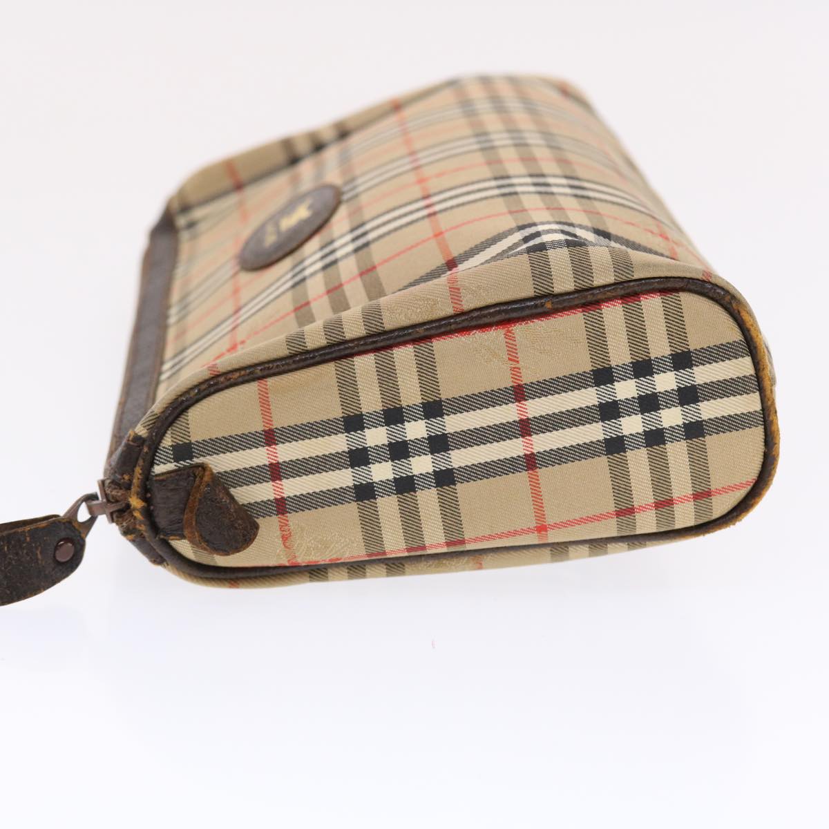 Luxury BurberrySs Nova Check Clutch Bag Canvas Leather Beige Brown Auth 49771