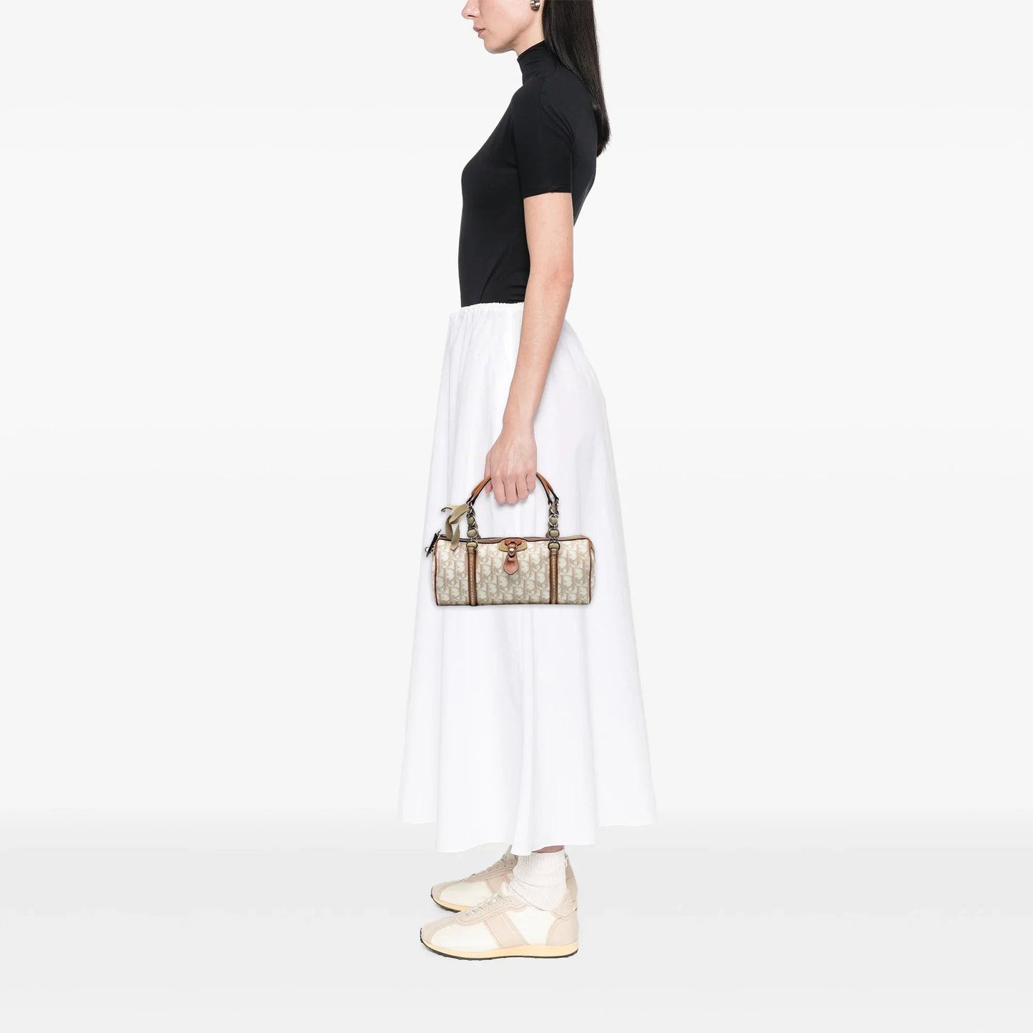 Brown Dior Diorissimo Trotter Coated Canvas Romantique Handbag