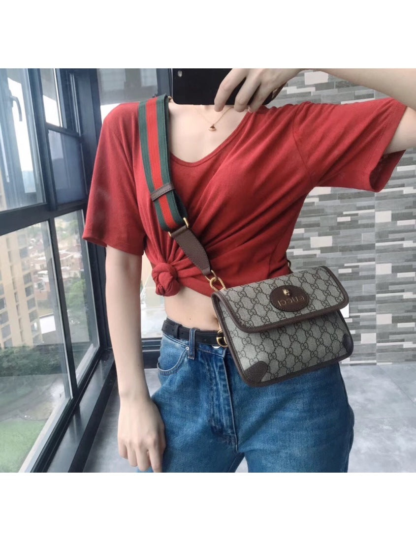 Gucci Leather Canvas Shoulder Bag