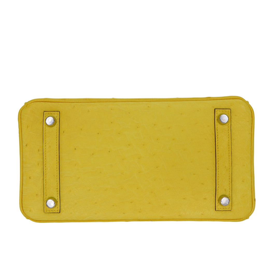 Hermes25cm Birkin Jaune Citron Ostrich Palladium Hardware