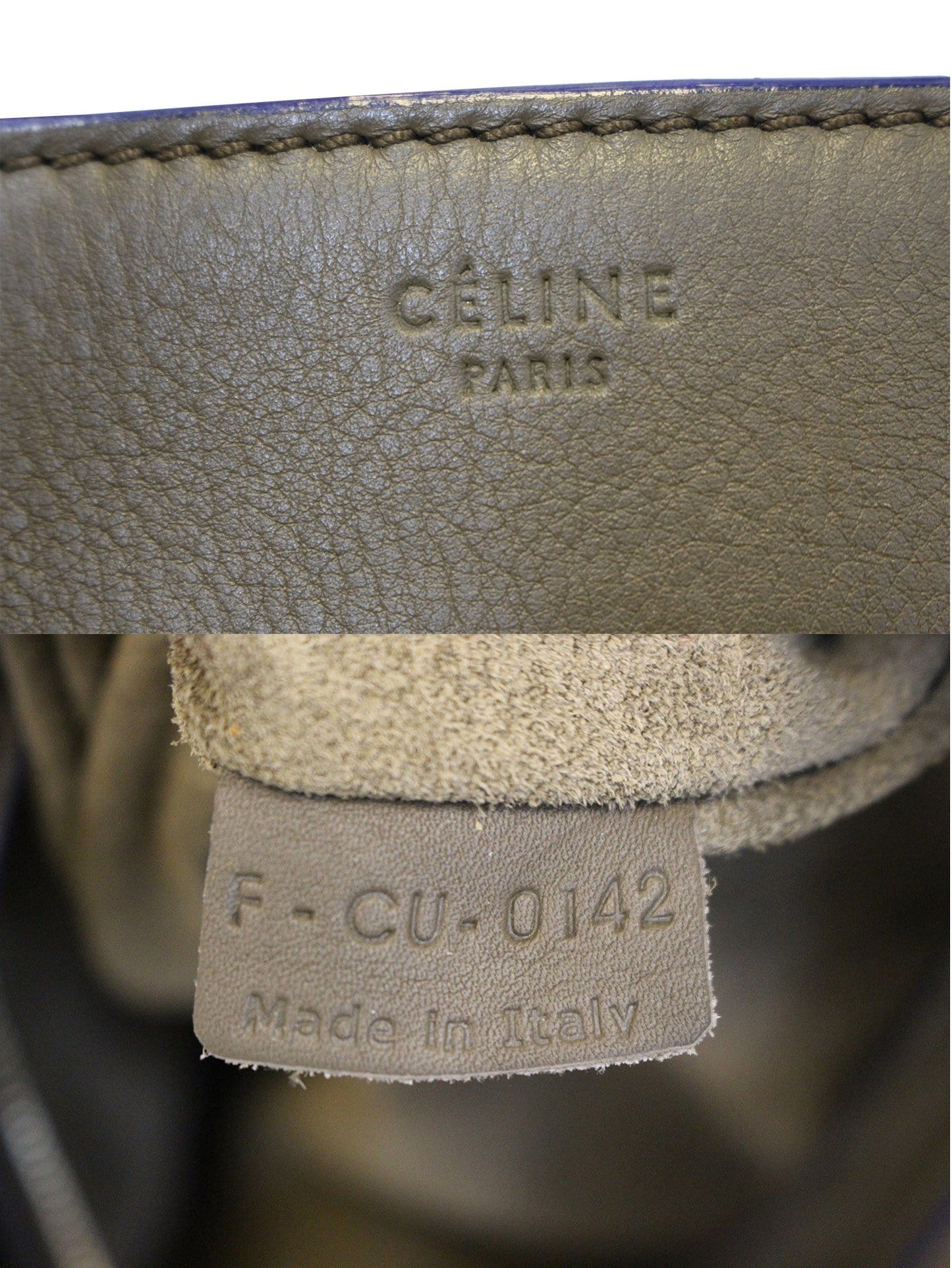 CELINE Phantom Luggage Olive Green Bicolor Grained Leather Bag