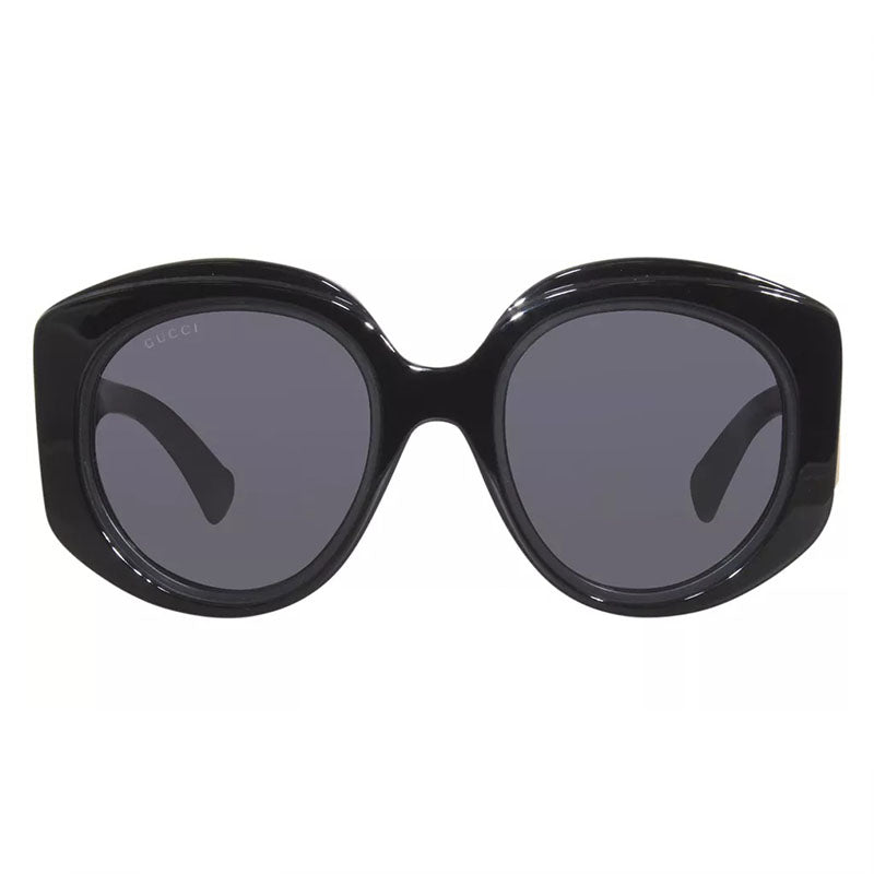 Gucci Sunglasses Round Full Rim, Black Frame and Grey Lens GG1308S001