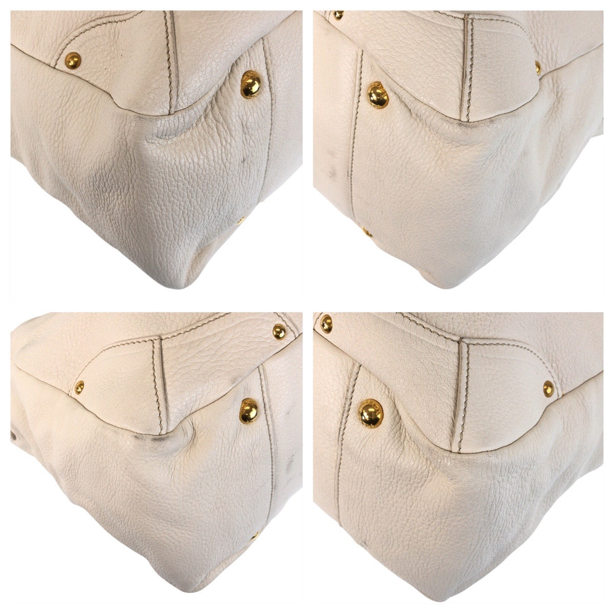 PRADA Tote Bag leather White Ivory Gold Metal Vitterodino