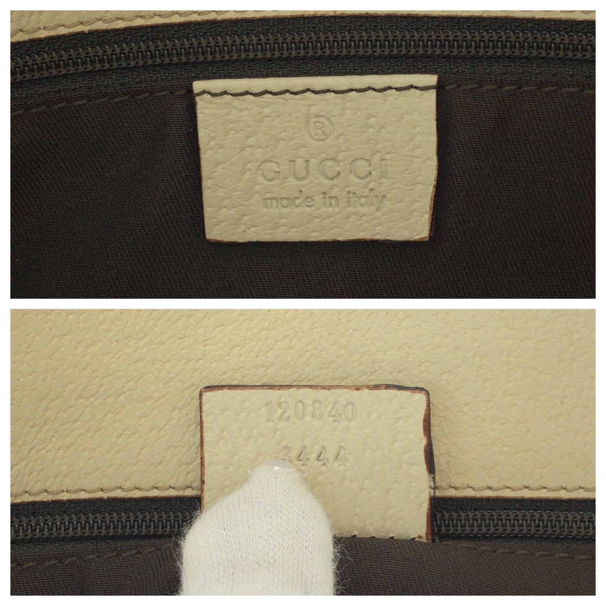 GUCCI Tote Bag 120840 GG canvas Brown Ivory Gold Metal