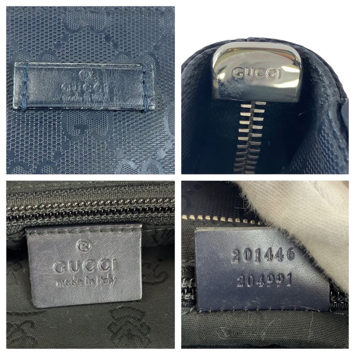 GUCCI Shoulder Bag 201446 GG canvas Black SilverMetal GG implementation