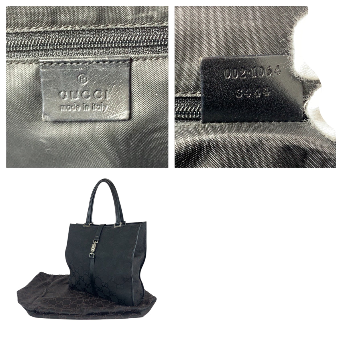 GUCCI Tote Bag 002 1064 GG canvas black Jackie