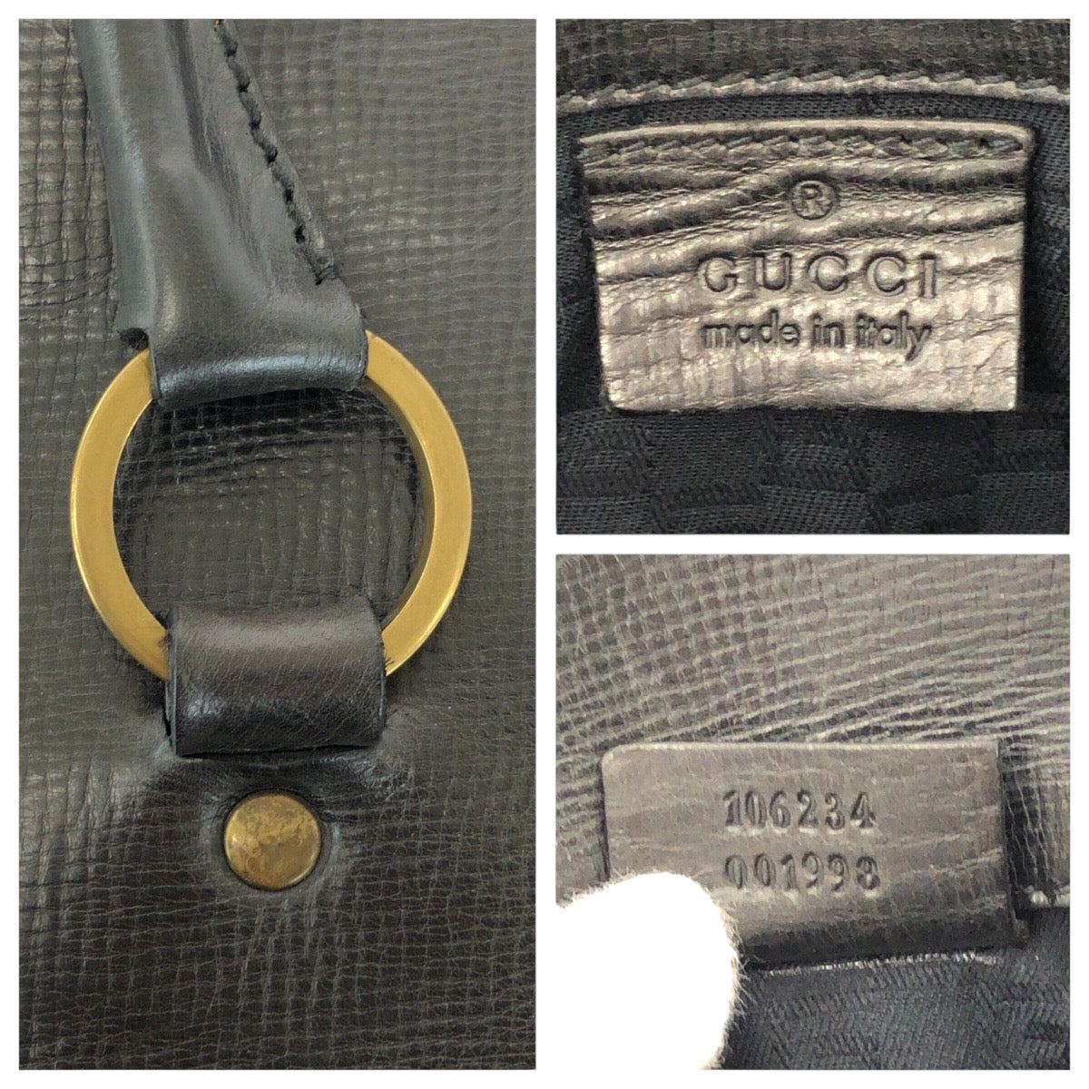 GUCCI Business bag 106232 leather Black GoldMetal Business bag Briefcase Unisex Women