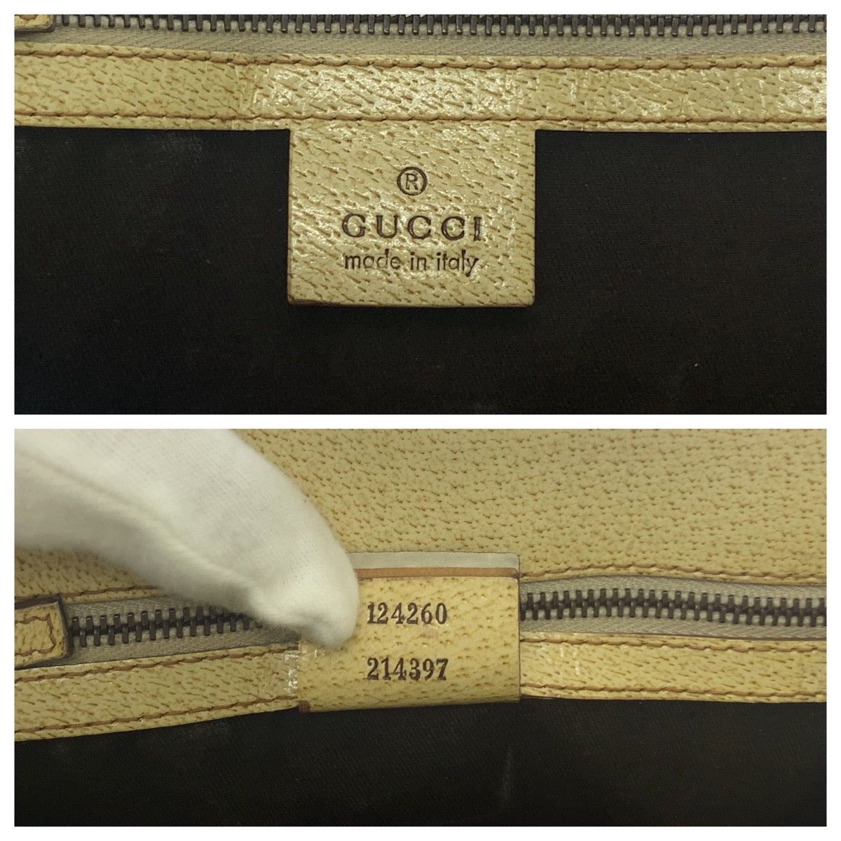 GUCCI Tote Bag 124260 GG canvas Beige Ivory Gold Metal Tote Bag Handbag Shoulder Bag Women
