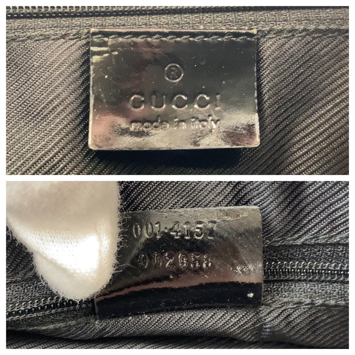 GUCCI Shoulder Bag 001 4157 GG canvas, leather Black GoldMetal Women