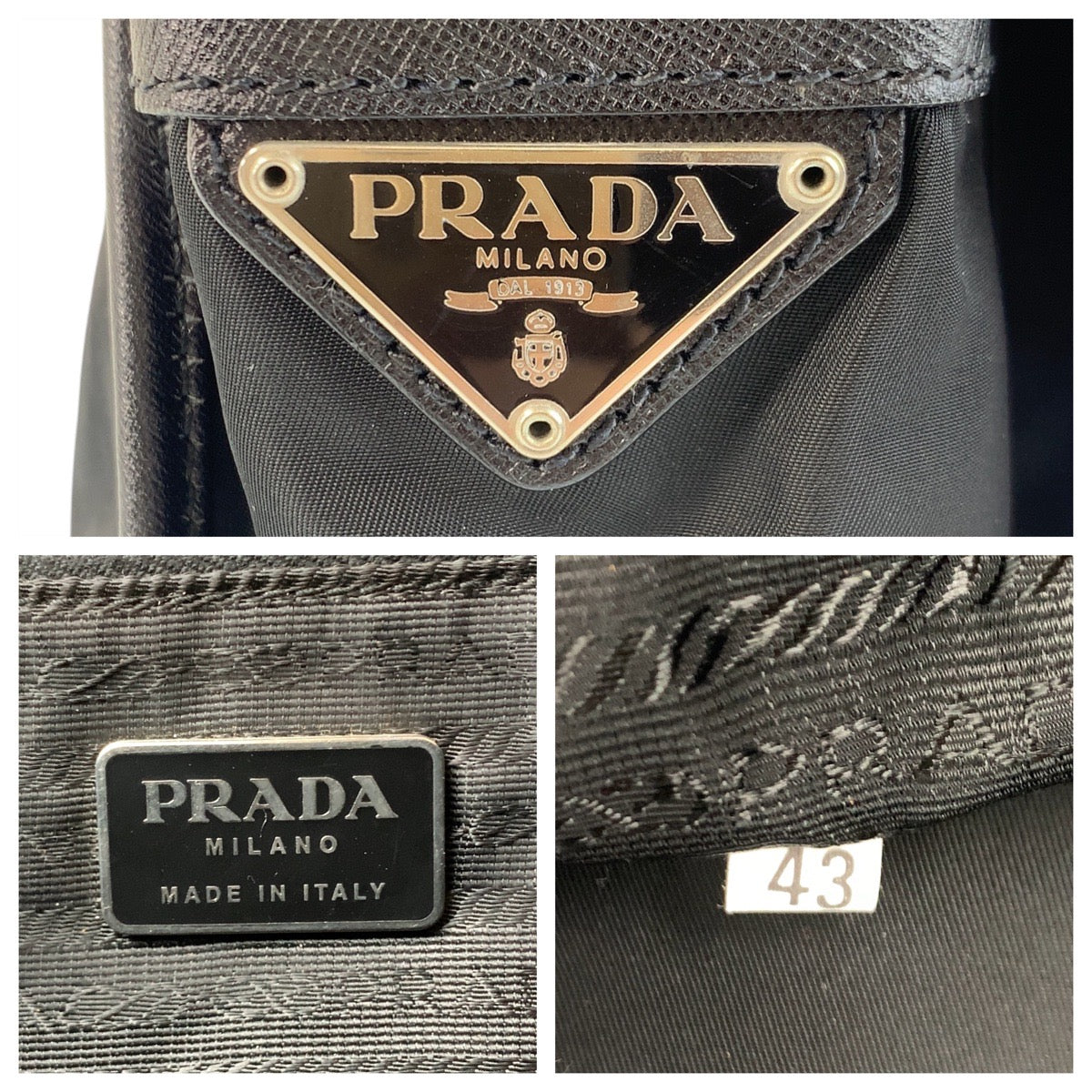 PRADA Shoulder Bag Nylon Black SilverMetal Shoulder Bag Messenger bag Test Triangle With logo mens