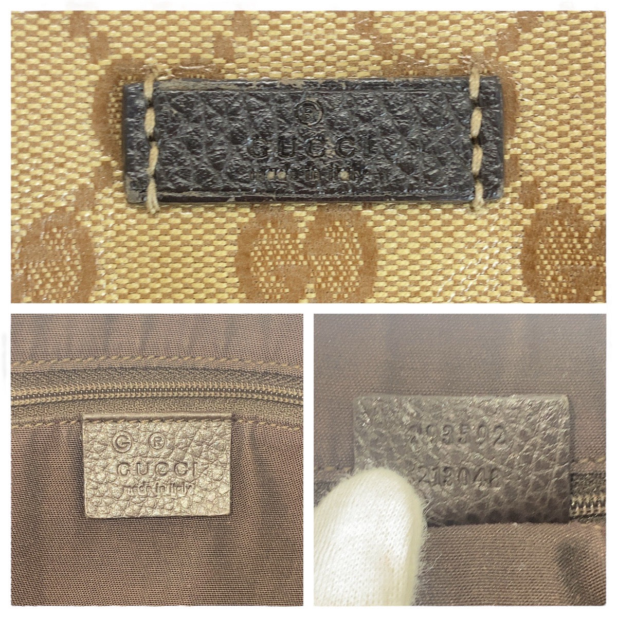 GUCCI Tote Bag 293592 PVC, Leather Beige Brown Gold Metal Tote Bag Shoulder Bag Sherry line GG crystal Women
